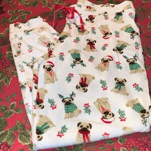 NWOT Tabitha Webb Sleep Bottoms Sz XL, White with Pugs.